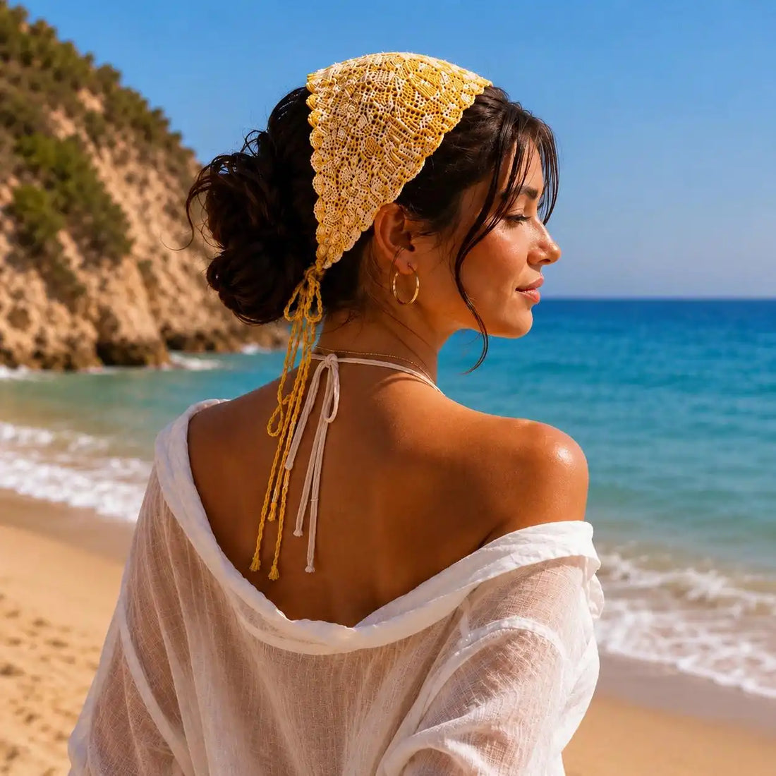 Boho Crochet Headscarf — Sun-Kissed Bandana